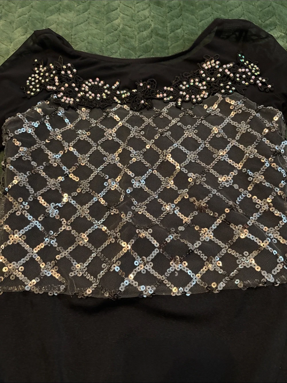 Weissman Dance Performance Outfit Black Silver Sequins Size Child Medium